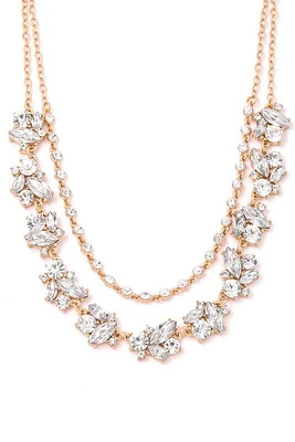 Morra Gold Crystal Station Double Chain Necklace