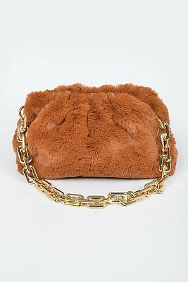 Malina Camel Faux Fur Crossbody Bag