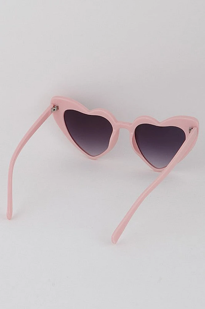 Valentina Pink w/ Dark Lens Retro Heart Sunglasses