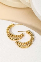 Karma Layered Rope Chain Twist Hoop Earrings