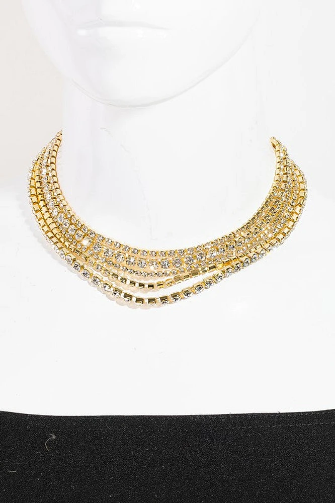 *Dania Gold Rhinestone Chain Layered Necklace