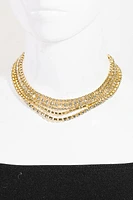 *Dania Gold Rhinestone Chain Layered Necklace