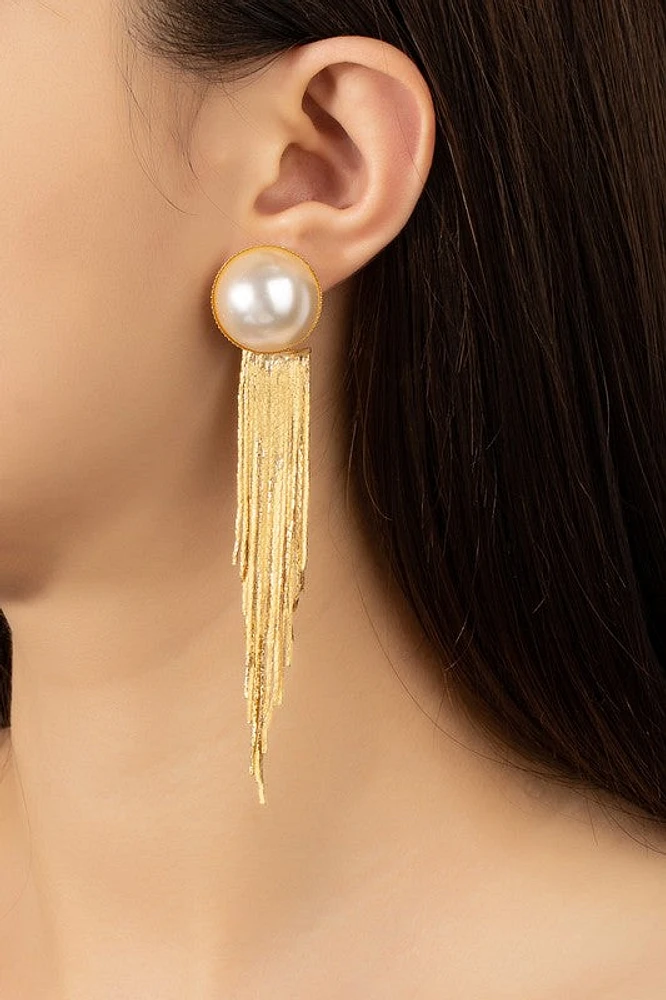 Frankie Pearl Tassel Drop Dangle Earrings