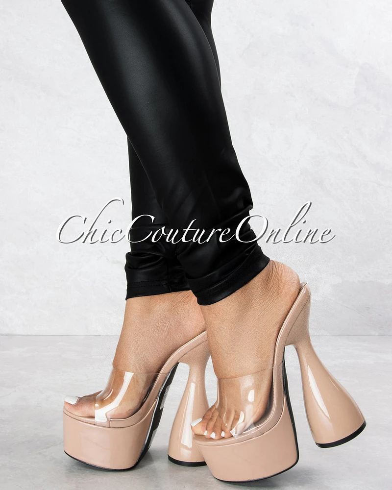 *Inji Nude Clear Upper Platform Statement Heels