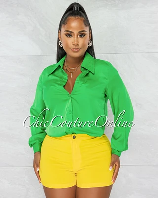 *Sullie Yellow High Waist Denim Shorts