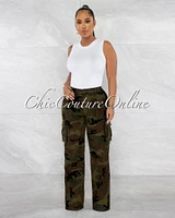 Marinda Camo Cargo Wide Pants