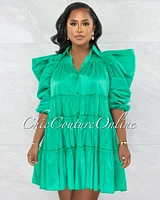 Londra Dramatic Sleeves Shirt Taffeta Dress