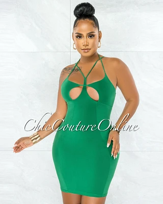 *Harris Green Bust Cut-Out Strappy Mini Dress