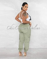 Charlie Olive Green Cargo Jogger Jeans