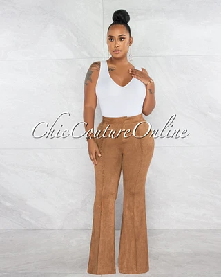 *Sheryl Camel Faux Suede Trouser Pants