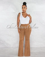 *Sheryl Camel Faux Suede Trouser Pants