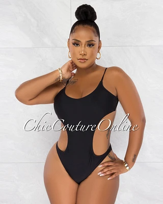 *Torie Black Cut Out Strap Back Monokini