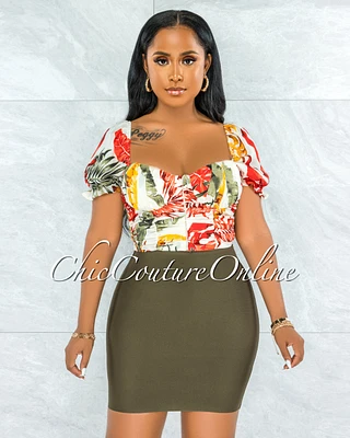 *Darence Olive Body-Con Bandage Mini Skirt