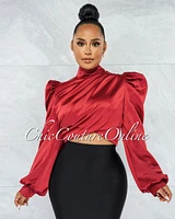 *Karishma Burgundy Luxe Satin Blouse