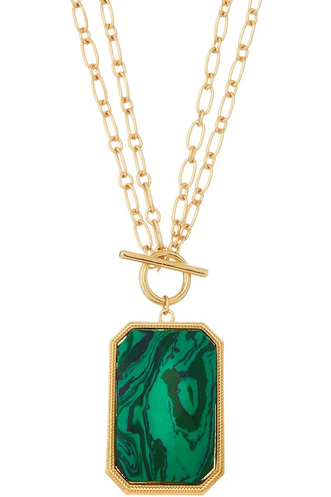 Iris Green Stone Pendant Necklace