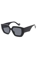 *Torrie Black Matte Large Hexagonal Chunky Sunglasses