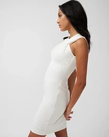 Asymmetrical Neck White Dress