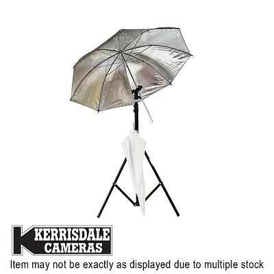 Assorted-Brand 33" Umbrella w/ Stand (Silver+Shoot Through) - Good Condition - Used # 587.33SLK