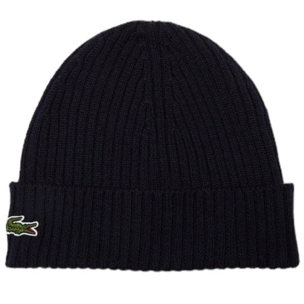 Lacoste Unisex Ribbed Wool Beanie (Navy Blue) RB0001-51