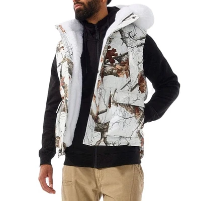 Jordan Craig Yukon Fur Lined Puffer Vest (Snow Camo) 9377VC