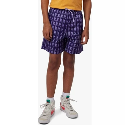 Kids Psycho Bunny Barker All Over Print Swim Trunk (Purple) B0W151Y1PO