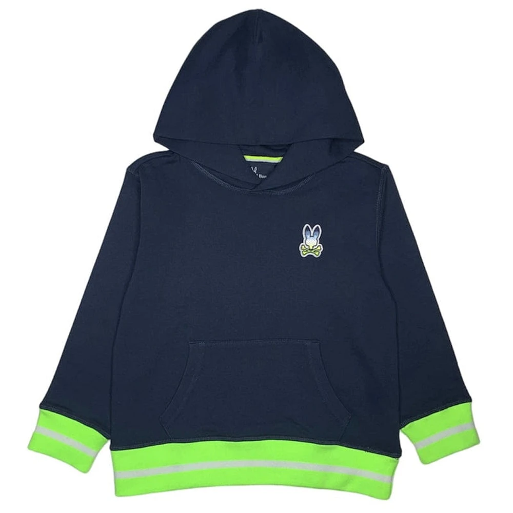 Kids Psycho Bunny Clifton Pullover Hoodie (Navy) B0H118N1FL