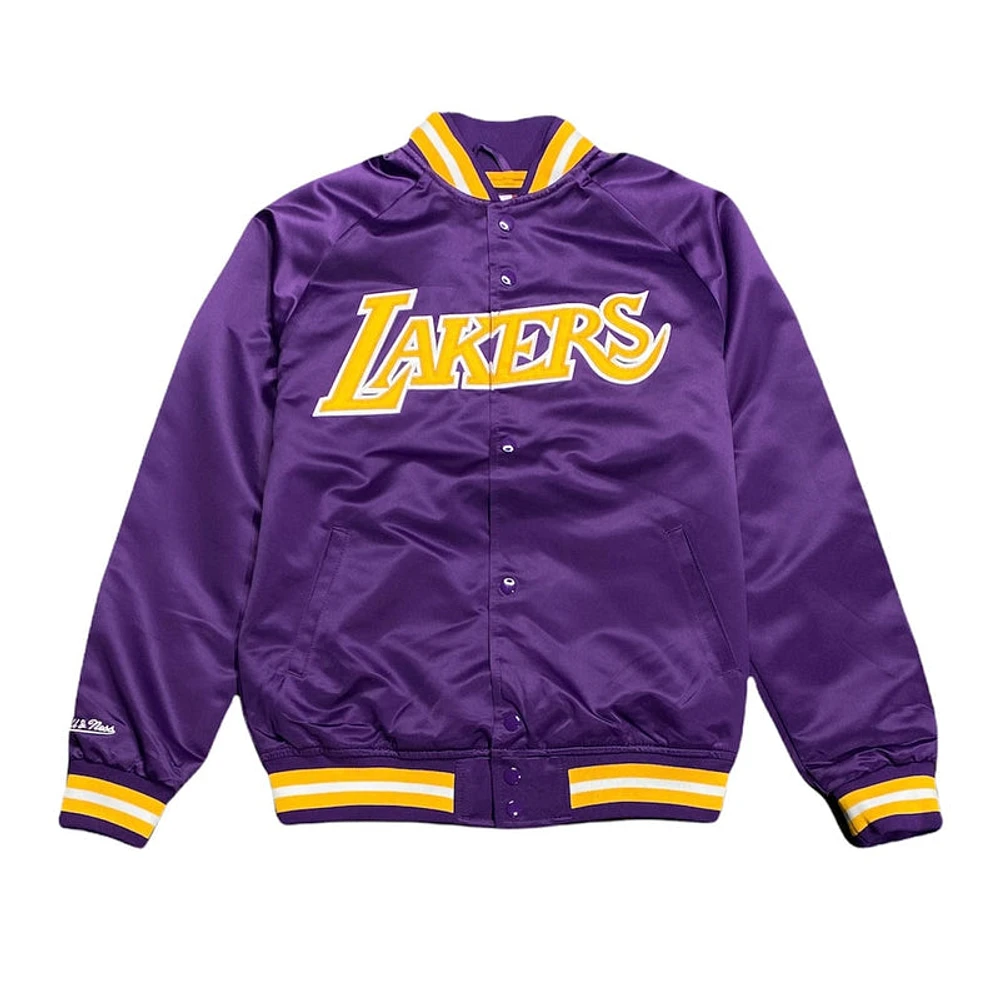 Mitchell & Ness Nba La Lakers Double Clutch Lightweight Satin Jacket (Purple)