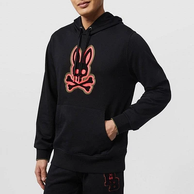 Psycho Bunny Patchin Chenille Logo Hoodie (Black) B6H849U1FT