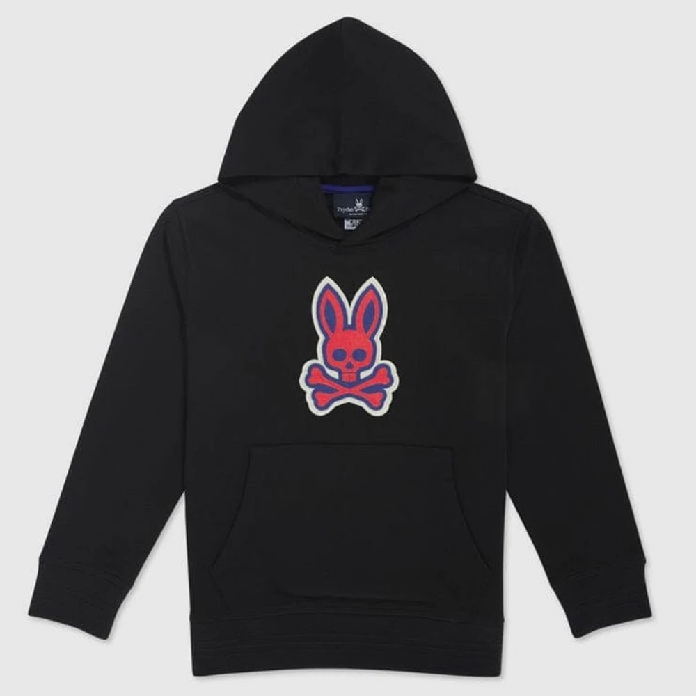 Kids Psycho Bunny Bayles Popover Hoodie (Black) B0H314Q1FT