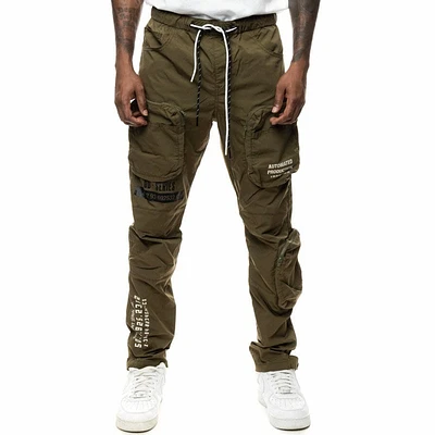 Smoke Rise Printed Utility Fashion Pants (Olive) WP22282R