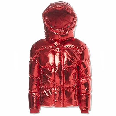 Boys Jordan Craig Metallic Hooded Bubble Jacket (Metallic Red) 91542MB