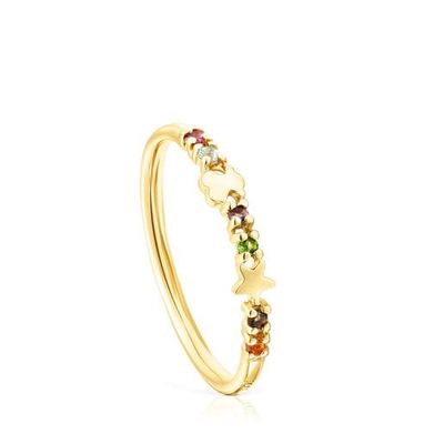 Gold Virtual Garden Wedding band with gemstones