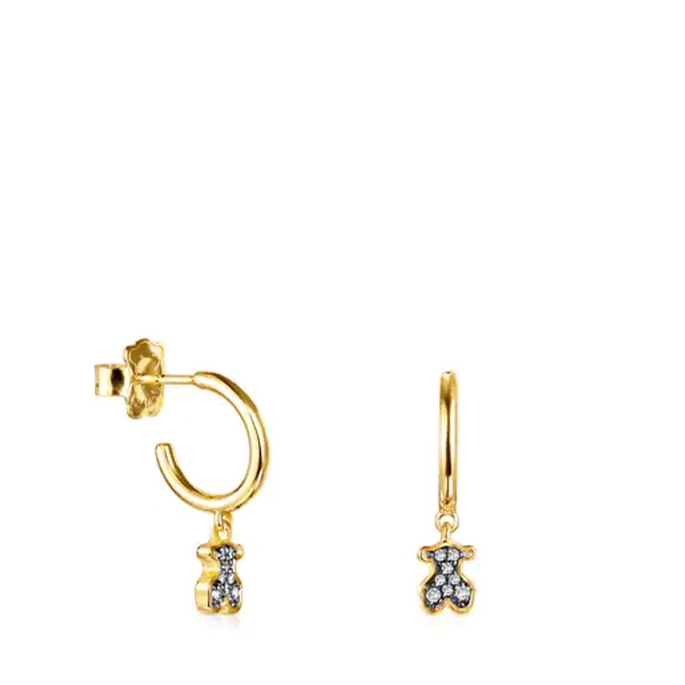 TOUS Short Nocturne bear Earrings in Silver Vermeil with Diamonds |  Westland Mall
