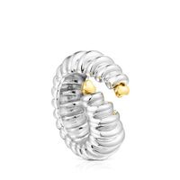 Anillo abierto de plata y baño oro 18 kt sobre Virtual Garden