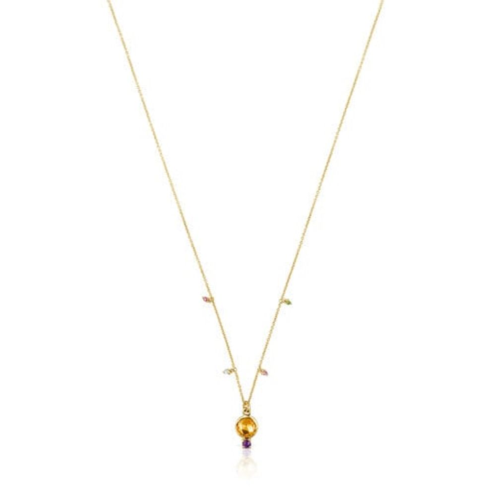 Gold Virtual Garden Necklace with citrine and gemstones