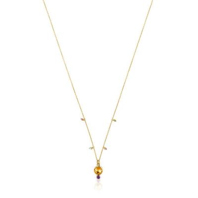 Gold Virtual Garden Necklace with citrine and gemstones