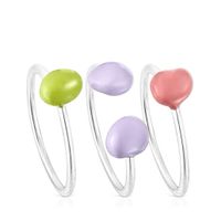 Pack of silver and colored enamel TOUS Joy Bits rings