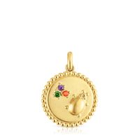 Silver vermeil Virtual Garden Medallion pendant with gemstones