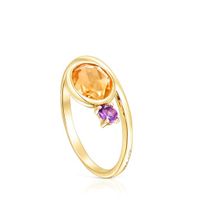 Anillo de oro con citrino y amatista Virtual Garden