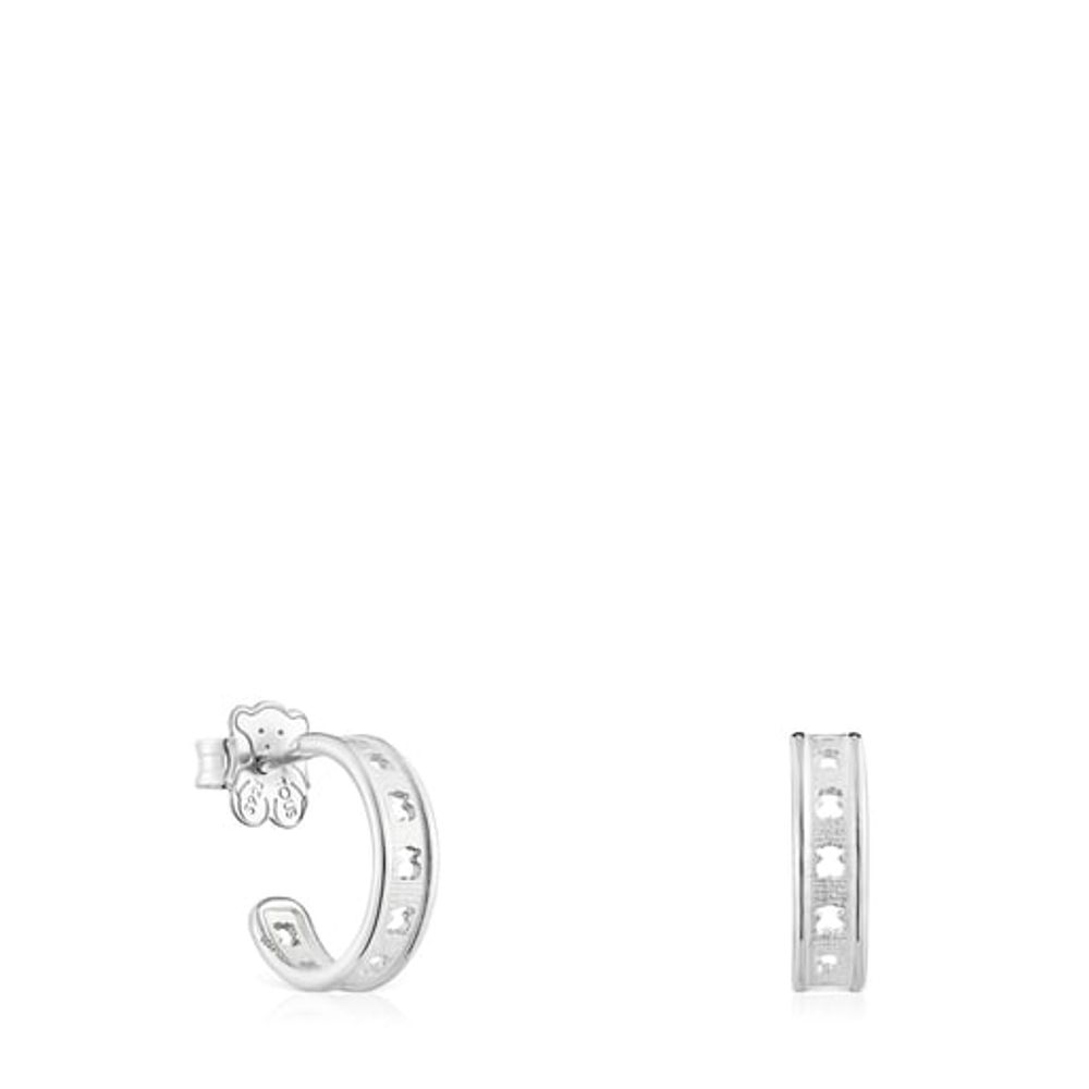 silver TOUS Bear Row hoop earrings with silhouette