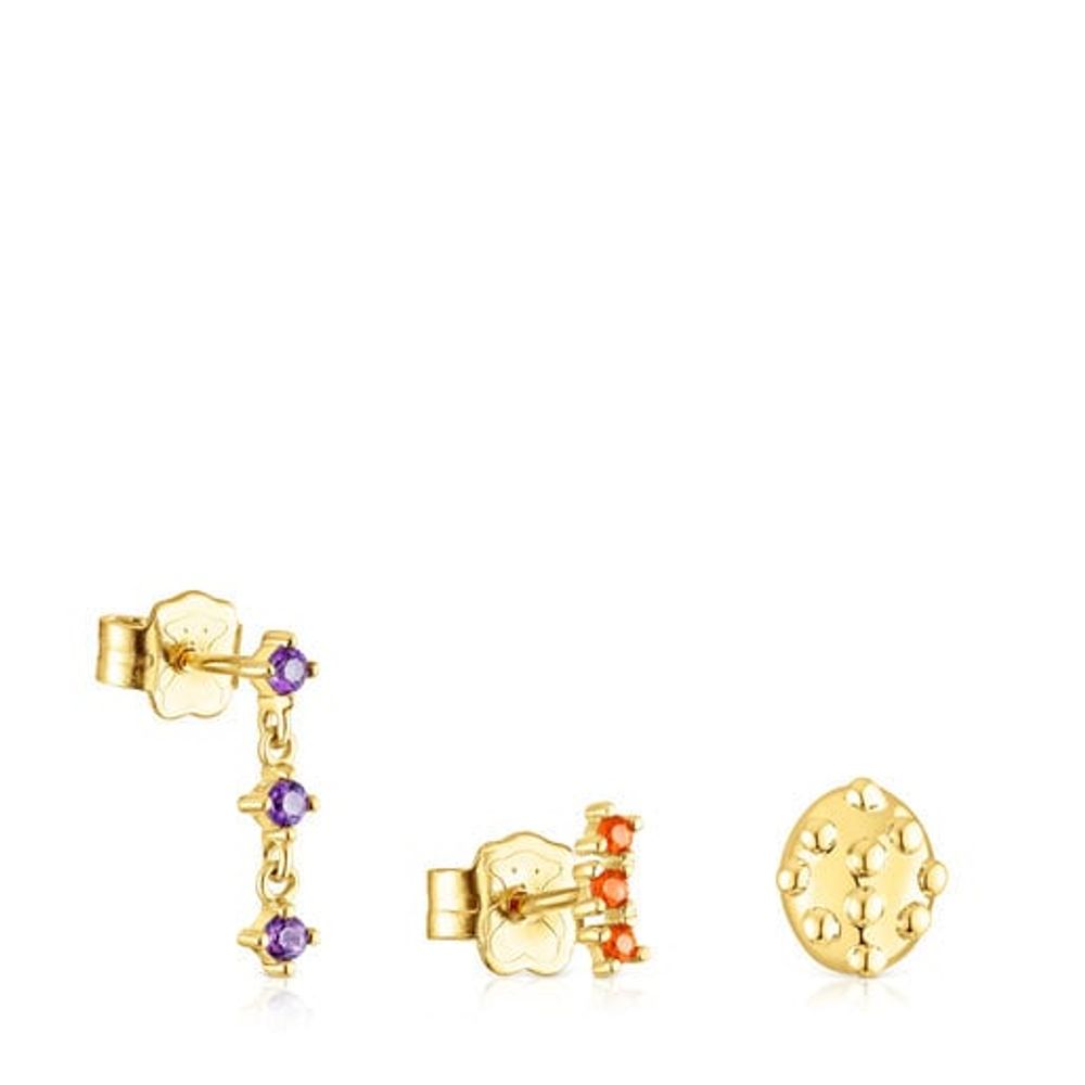 TOUS Set of silver vermeil Virtual Garden Earrings with cornelian and  amethyst | Westland Mall