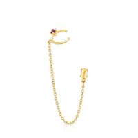 Gold TOUS Teddy Bear Earcuff with amethyst gemstone