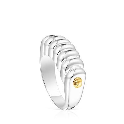 Anillo barra de plata y baño oro 18 kt sobre Virtual Garden