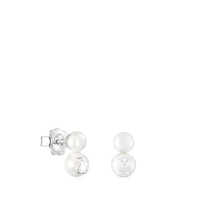 Silver and Pearl Icon Pearl Earrings