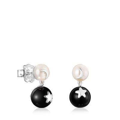 Aretes luna-estrella perla y onix Magic Nature