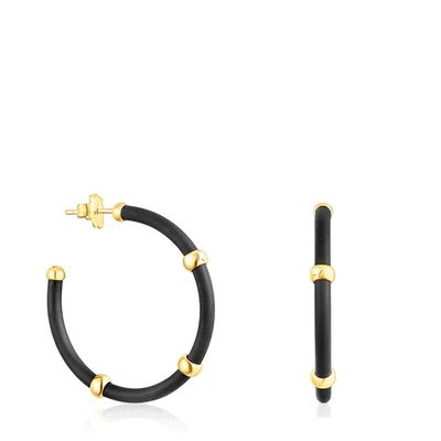 Black and silver vermeil St. Tropez Caucho Hoop earrings