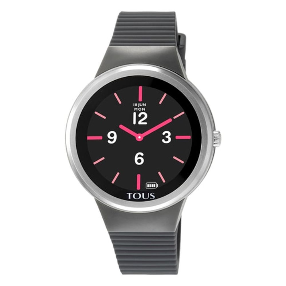 Reloj smartwatch Rond Connect de acero con correa de silicona gris