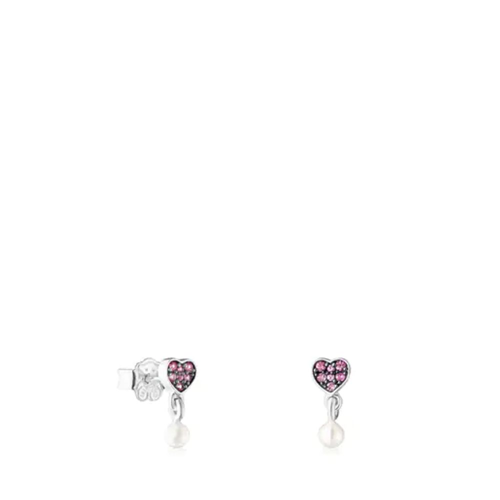 TOUS Silver TOUS New Motif Earrings with sapphire and pearl heart |  Westland Mall