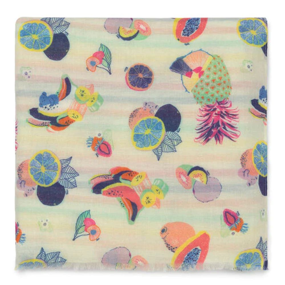 Multi-colored Pompom Bear Jacquard Foulard