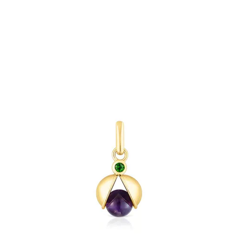 Silver vermeil Virtual Garden Pendant with amethyst and chrome diopside